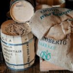 Jamaican Blue Mountain Coffee and burlap sacks